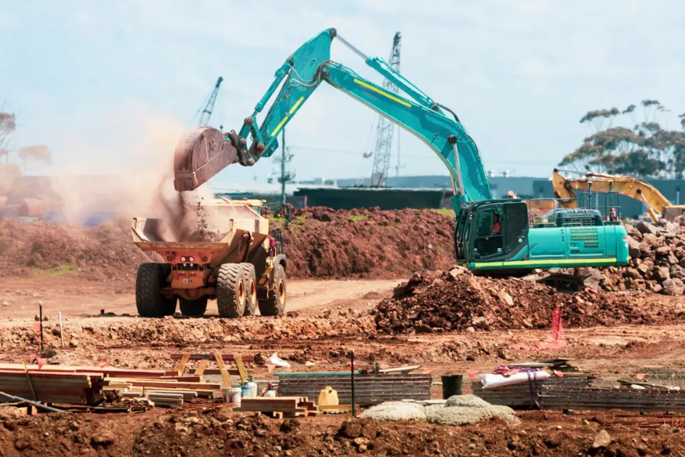 Escavadora numa obra