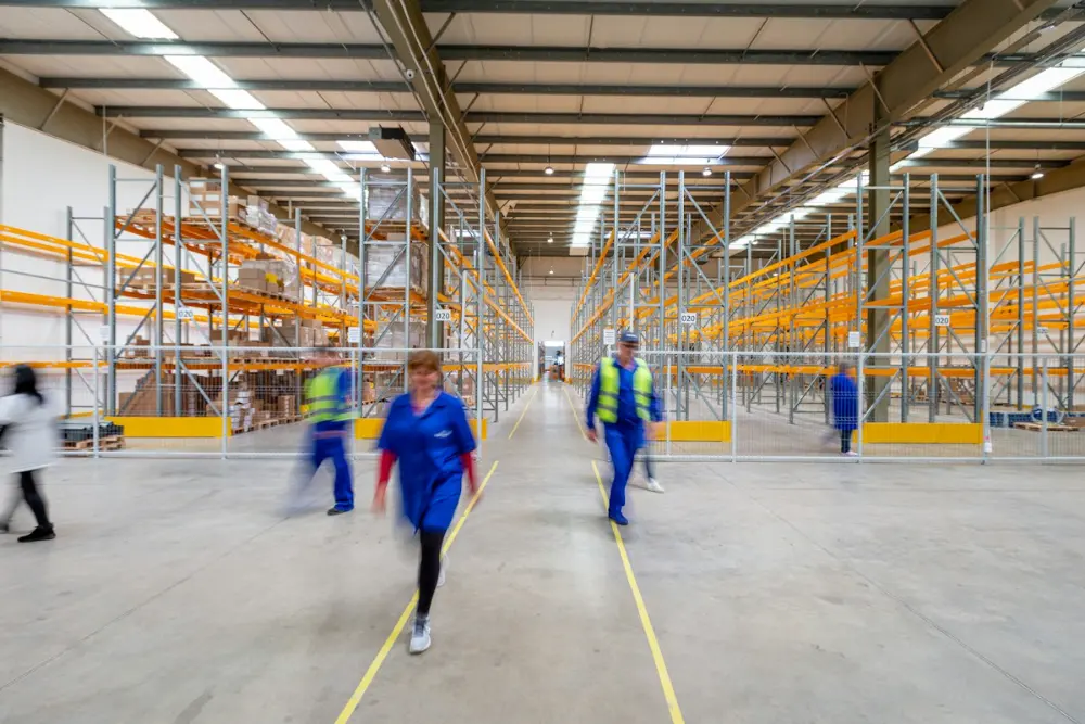 Armazém com trabalhadores
